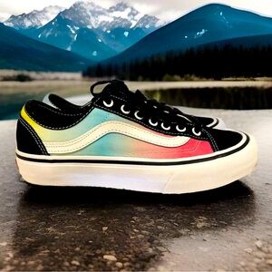 Size 8.5 Women-7 Men Vans Ultra Cush Multi Color ￼ Old-School Skate Shoe.